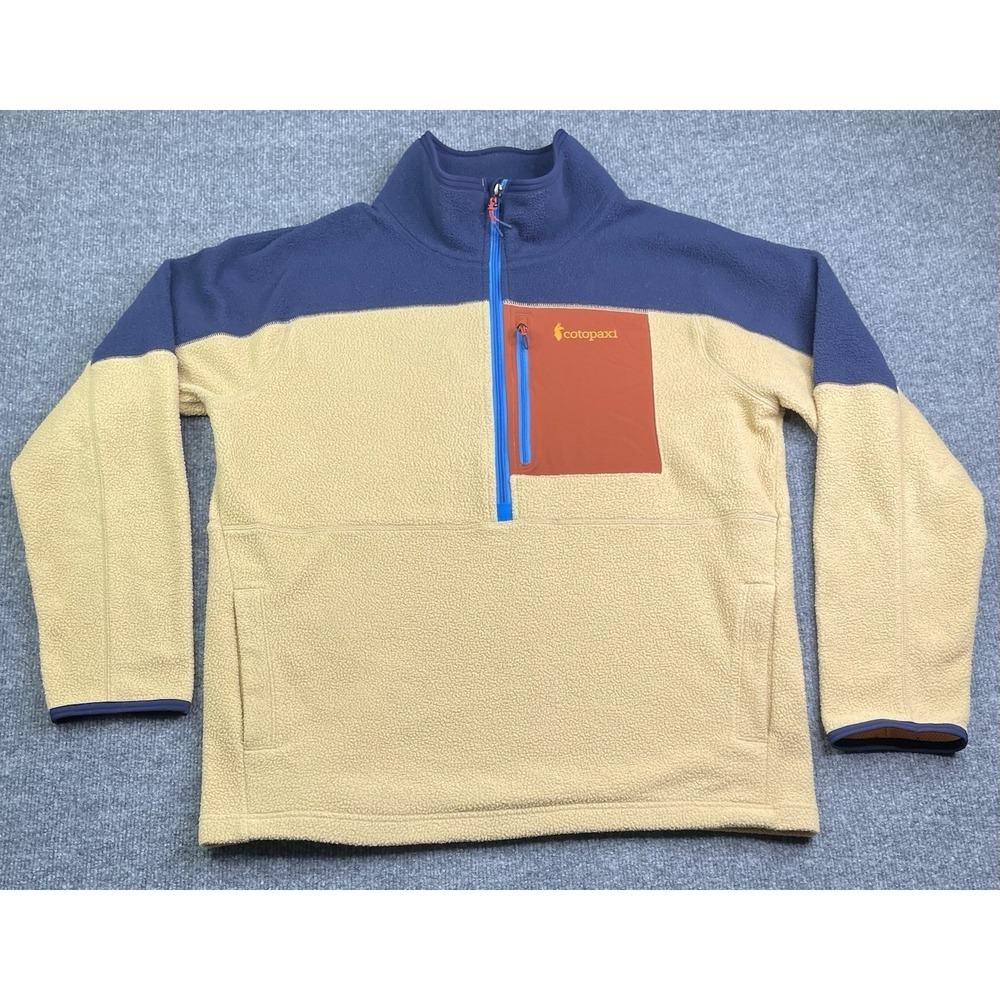 Cotopaxi Fleece Pullover Men Large Tan Blue Teca Half‎ Zip F20471M53